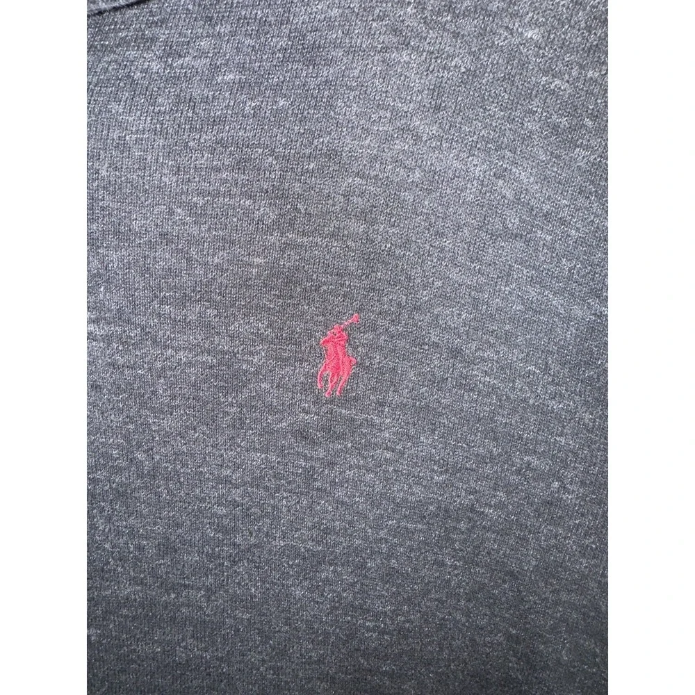 Polo Ralph Lauren 1/4 Zip Charcoal Mens XL Pullover Sweater Red Pony Long Sleeve - Picture 3 of 5